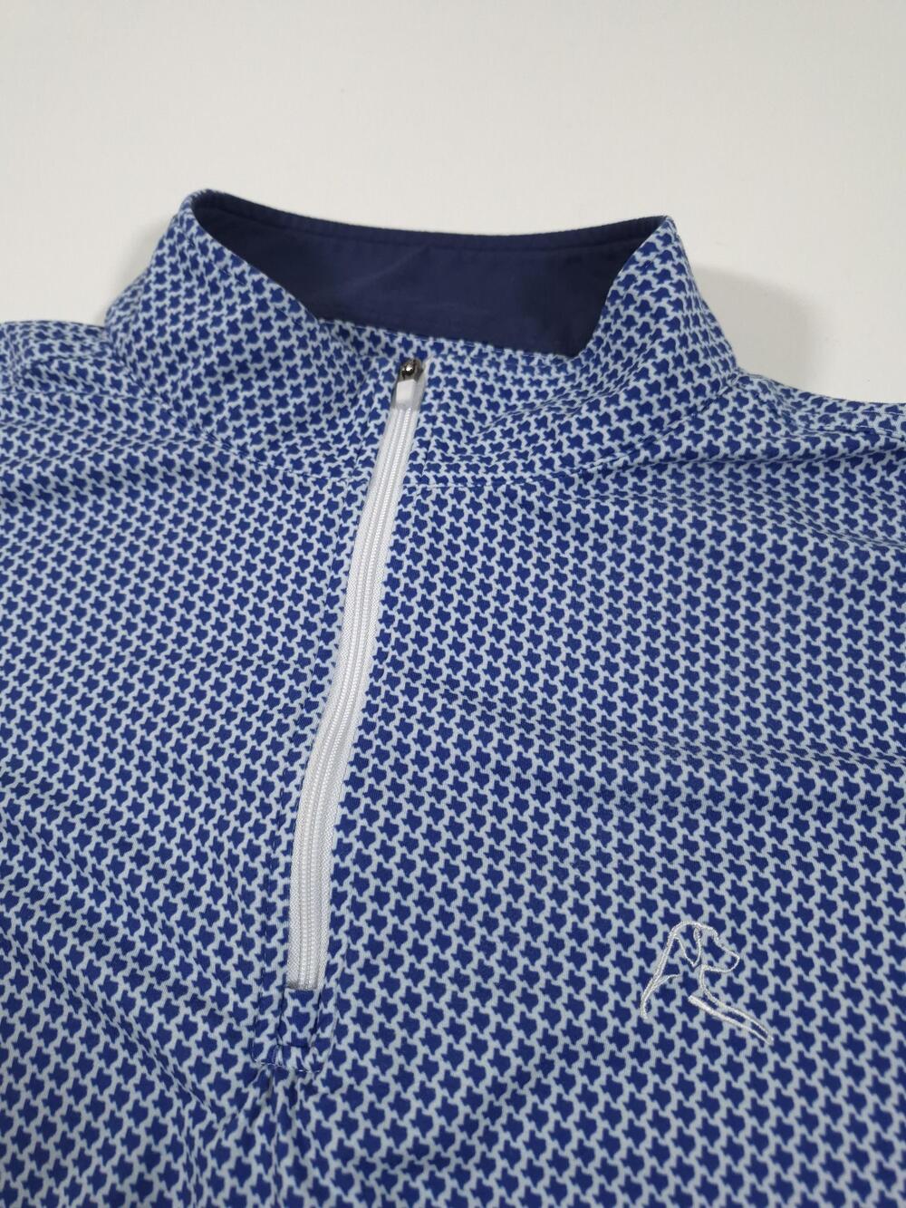 Rhoback Pullover Mens Performance 1/4 Zip Pullover Dont Mess Texas AOP Blue Sz L - Picture 2 of 10